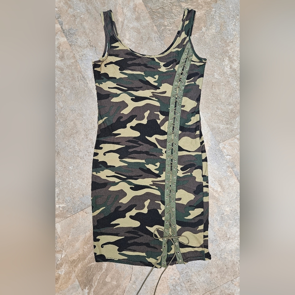Camouflage Stretch Tank Dress